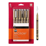 SAKURA Pigma Micron Fineliner Pens - Archival Black Ink Pens - Pens for Writing, Drawing, or Journaling - Black Ink - 01 Point Size - 6 Pack SAKURA