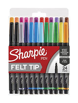 SHARPIE Pens, Felt Tip Pens, Fine Point (0.4mm), Assorted Colors, 24 Count SHARPIE
