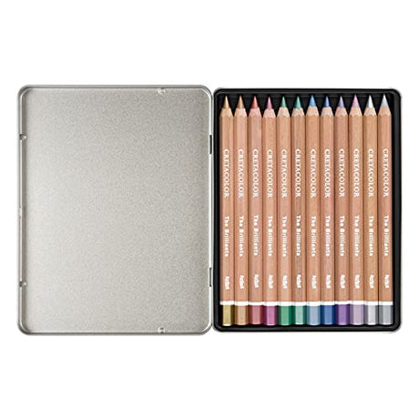 CRETACOLOR MegaColor Colored Pencil Set, 12 Count (Pack of 1), Metallic Cretacolor