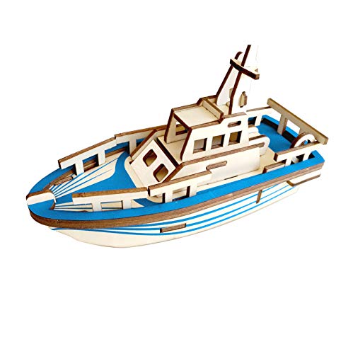 Laser Cut Yacht Ship Wood Model 3D DIY Life Boat Assembly Puzzles Handmade Educational Woodcraft Wooden Ship Model Kits Set Toy for Kids Youth - WoodArtSupply