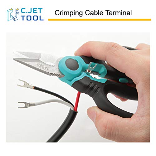 C.JET TOOL 6" Stainless Electrician Scissors Heavy Duty Professional for Aluminium Copper Soft Cable (Turquoise) C.JET TOOL
