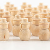 Pack of 48 Unfinished Wood Micro Mini Snowmen - Blank Wooden Christmas Miniature Peg Snowman Dolls for DIY Crafts (Size- 3/4" H) by Factory Direct Factory Direct Craft