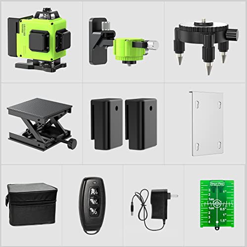 16 Lines Laser Level 360 Self Leveling, 4x360° 4D Green Beam Cross Line Lazer Level with 2 Batteries,360°Horizontal/Vertical Line Laser Remote Catlyn
