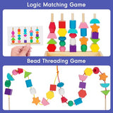 TooyBing Montessori Wooden Lacing Beads Toys for 2 3 4 Year Old Toddler Kids, Sequencing & Stacking Block Toy with Storage Box, STEM Preschool TooyBing