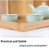 2WOOD Natural Wood Serving Tray with Handles - Stackable, Compact Wooden Nested Serving Trays for Easy Transport - Ergonomic Grip Wood Trays Generic