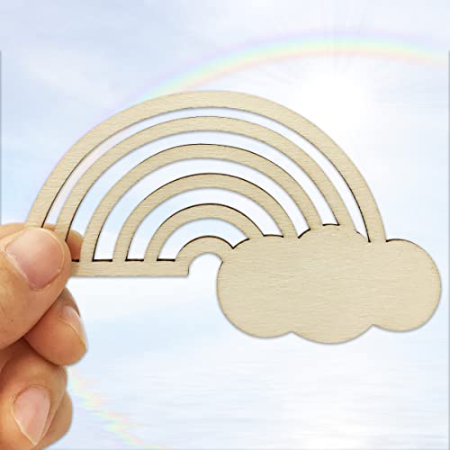 30 Pieces Rainbow Wood DIY Crafts Unfinished Wooden Cutouts Wood Discs Slices for Kid's DIY Projects Spring Summer Christmas Party Decorations (3.9 x