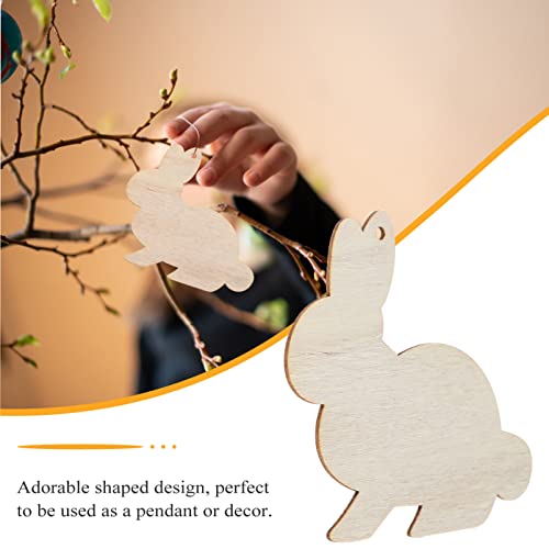 20pcs Unfinished Easter Wooden Shapes Bunny Cutouts Ornaments Easter Bunny Rabbit Shapes Easter Tree Ornaments Healifty
