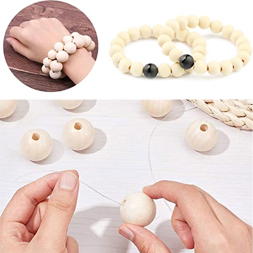 hesmartly 100Pcs 20mm Unfinished Wood Beads Round Wooden Spacer Beads Natural Wood Loose Beads hesmartly