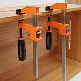 JORGENSEN 4-pack Steel Bar Clamps Set, 6-inch (2) & 12-inch (2) Medium Duty F-Clamp, 600 Lbs Load Limit, for Woodworking Jorgensen