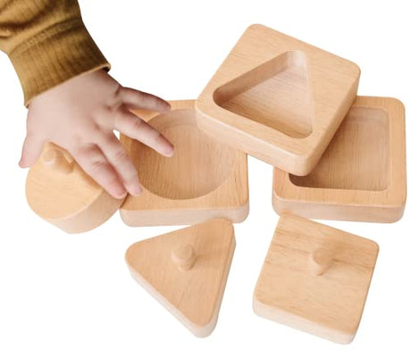 Montessori Shape Puzzle - Baby Puzzles 6-12 Months - Baby's First Puzzle - Knob Wooded Puzzles for Infant and Toddler - Geometric Shapes Puzzle - Montessori & Me