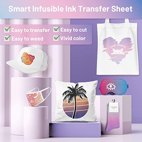 KASYU Smart Matless Infusible Ink Transfer Sheets -12 Sheets 12" x 11.8" Gradient Color Sublimation Transfer Paper for Cricut Mug Press, Silhouette - WoodArtSupply