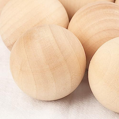 6 Pack 3 Inch Unfinished Wooden Balls, Wooden Round Ball, Natural Round Hardwood Balls, Wood Spheres for Crafts and DIY Projects and Decorations,by