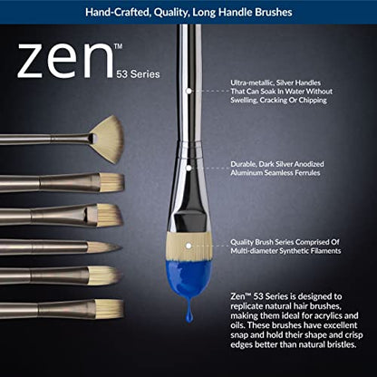 Royal & Langnickel Zen 5 Piece Long Handle Acrylic & Oil Filbert Variety Paint Brush Set - WoodArtSupply