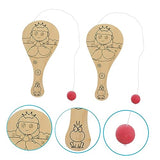 ibasenice 4Pcs Graffiti Blank Racket Unfinished Wooden Paddle Balls Wooden Paddle Ball Game Kids Painting Toy DIY Childrens Toys Toy for Kids Kid ibasenice