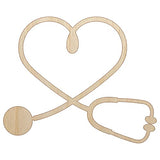 Nurse Doctor Heart Shaped Stethoscope Unfinished Wood Shape Piece Cutout for DIY Craft Projects - 1/8 Inch Thick - 6.25 Inch Size Sniggle Sloth