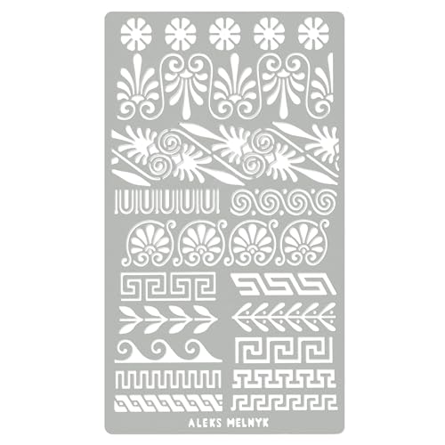 Aleks Melnyk #36.3 Metal Journal Stencil, Greek Key, Border, Meander, Ornaments, Stainless Steel Stencil, Template Tool for Wood Burning, Pyrography - WoodArtSupply