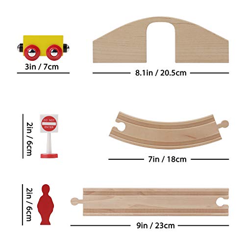 SainSmart Jr. Wooden Train Set for Toddler with Double-Side Train Tracks Fits Brio, Thomas, Melissa and Doug, Kids Wood Toy Train for 3,4,5 Year old SainSmart Jr.