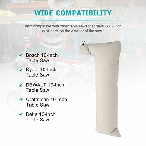 Table Saw Dust Collector Bag (10" Tablesaws with 2.5" Dust Port) Fits Bosch/Dewalt/Makita/Ryobi/Craftsman/Porter XHBAN