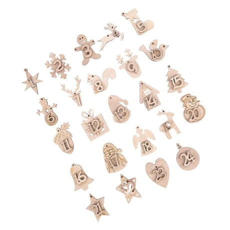 24pcs wooden number label christmas countdown calendar unfinished wood shapes Xmas Tree Hanging Ornaments DIY advent calendar mini decor Wooden Label VOSAREA