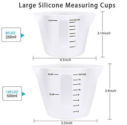 XIMUHO Silicone Measuring Cups, 500ml & 250ml Large Reusable Resin Measure Cup, 6Pcs Silicone Mixing Pouring Cups for Epoxy Resin, Casting Molds, - WoodArtSupply