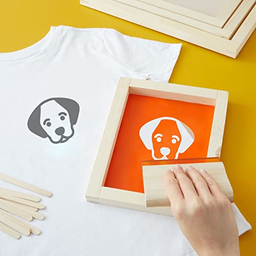 Bright Creations 6-Piece Set Wood Silk Screen Frame for Beginners and Kids Starter Kit, 110 White Mesh, 6x8, 8x10, 10x12, 10x14 Frames (4 Sizes) Bright Creations