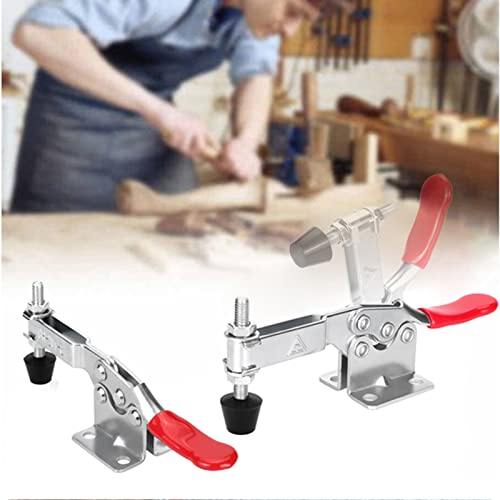 chfine 10 Pack Hold Down Toggle Clamps Woodworking Latch Antislip Red Hand Tool Holding Capacity Antislip Horizontal Heavy Duty Toggle Clamp 201B chfine