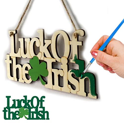 4 Pieces St. Patrick's Day Blank Wooden Ornament, Unfinished Hanging Shamrock Wooden Pendant, Clover Shaped Wood Embellishments with Twines for Irish Attria