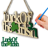 4 Pieces St. Patrick's Day Blank Wooden Ornament, Unfinished Hanging Shamrock Wooden Pendant, Clover Shaped Wood Embellishments with Twines for Irish Attria
