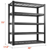 REIBII 40" W Garage Shelving 2000LBS Heavy Duty Storage Shelves 5 Tier Metal Shelves for Storage Rack Garage Shelf Shelving Units and Storage Shelves REIBII