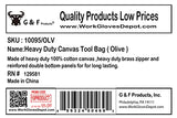 G & F Products Government Issued Style Mechanics Heavy Duty Tool Bag with Brass zipper and side pockets, tool bag for cars, drill, garden, and G & F Products