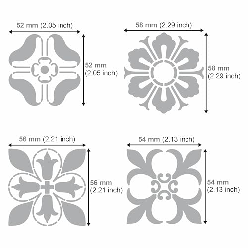 Aleks Melnyk No.378 Metal Stencil, Square Ornamental, Lily Flower, Swirls, Patterns, Small Stencil, 1 PC, Template for Wood Burning, Engraving, - WoodArtSupply