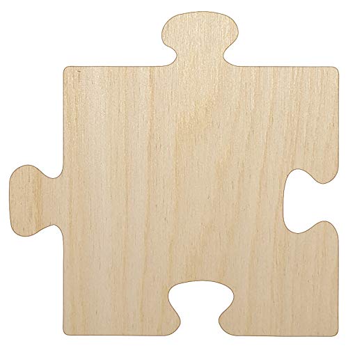 Puzzle Piece Solid Unfinished Wood Shape Piece Cutout for DIY Craft Projects - 1/8 Inch Thick - 6.25 Inch Size