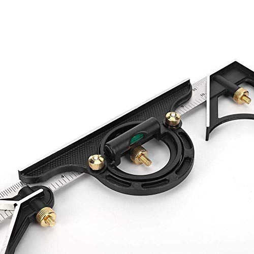 Stainless Steel T Square Ruler, Combination Square Set with Protractor, Stainless Steel Angle Ruler 0-180° Combination Tri Square 0.01 Protractor 125