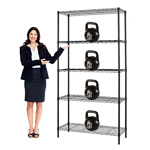 Wire Shelving Unit, 5 Shelf Metal Storage Rack NSF Certified Storage Rack 36" W x 14" D x 72" H 1250Lbs Capacity Garage Shelving Adjustable Heavy Dopinmin
