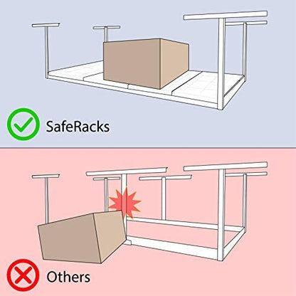 2-Pack 4 x 8 MonsterRax Overhead Garage Storage Rack, Ceiling Rack for Garage Shelving, Organization, Adjustable Hanging Storage, Grey, 18"-33" - WoodArtSupply