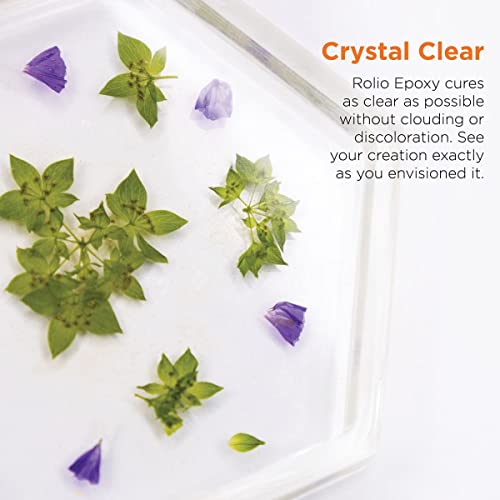 Epoxy Resin and Hardener 16 oz Kit, Crystal Clear, Glossy, UV Resistant, for DIY Art Crafts, Jewelry, Cast Coating Wood, Easy Cast Resin, Molds with Rolio