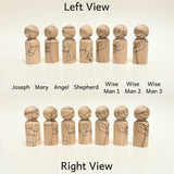 Christmas Peg Doll and Animal Nativity Set - Mary, Joseph, Angel, Shepherd, 3 Wise Men - Camel, Cow, Donkey, Sheep - DIY Color Your Own Wood Craft - Pegsies