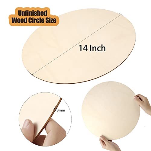 5Pcs 14 Inch Wood Circles for Crafts, Unfinished Blank Wooden Rounds Slice Wooden Cutouts for DIY Crafts, Door Hanger,Wood Buring, Painting - WoodArtSupply