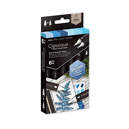 Spectrum Noir Classique Blend Alcohol Marker Dual Nib Pens Set-Blues-Pack of 6 - WoodArtSupply