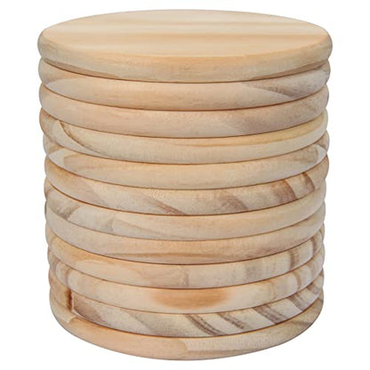 12 Pieces Unfinished Wood Coasters, GOH DODD 4 Inch Round Blank Wooden Coasters Crafts Coasters for DIY Architectural Models Drawing Painting Wood