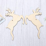 SUPVOX Wooden Chip Unfinished Wood Ornaments DIY Accessories Wood Cutouts Christmas Reindeer Wood Patches Home Bar Wedding Party 10pcs SUPVOX