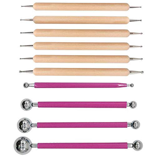 ABenkle 10Pcs Dotting Tools Ball Styluses for Rock Painting, Pottery Clay Modeling Embossing Art Mandala - WoodArtSupply