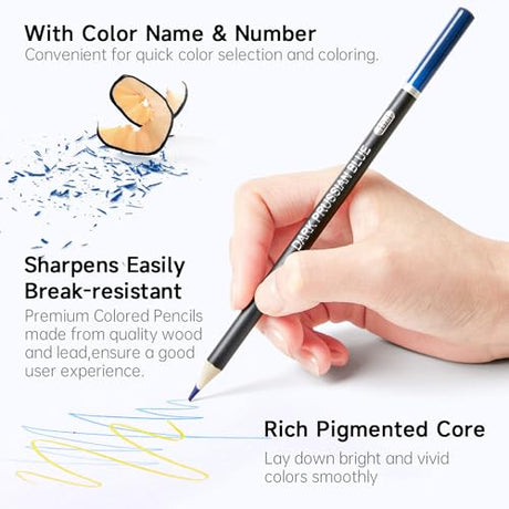 174 Colors Professional Colored Pencils, Shuttle Art Soft Core Coloring Pencils Set with 1 Coloring Book,1 Sketch Pad, 4 Sharpener, 2 Pencil Shuttle Art