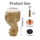 INKNOTE Solid Unfinished Wood Furniture Legs European Style Solid Wood Carving Furniture Replacement Feet for Sofa Cabinet Wardrobe Table Loveseat INKNOTE