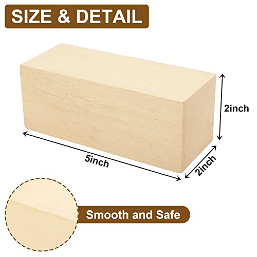 CYEAH 8 PCS Basswood Carving Block, 5 x 2 x 2 Inch Basswood for Wood Carving, Whittling Wood Carving Wood Blocks, Unfinished balsa Wood Blocks for CYEAH