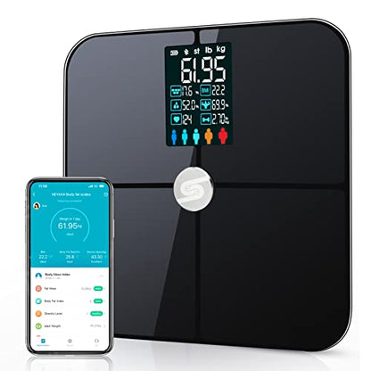 Smart Scale for Body Weight, Digiatl Weight Scale with Large LCD Display, 17 Body Composition Analyzer Sync to APP, Bathroom Body Fat Scale for BMI, - WoodArtSupply