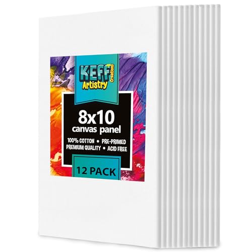 KEFF Canvases for Painting - 8x10 12 Pack Art Paint Canvas Panels Set Boards - 100% Cotton Primed Painting Supplies for Acrylic, Oil, Tempera & - WoodArtSupply