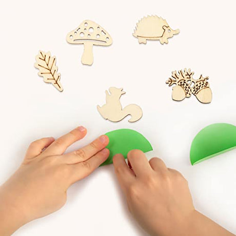 NUOBESTY 50pcs Unfinished Wooden Cutouts Pieces Blank Wood Slice Pieces Wooden Animals and Plants Pieces Cutouts Craft Embellishments for DIY Art NUOBESTY