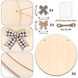 DIYDEC 6 Pack Wood Circles for Crafts 14 Inch Unfinished Wood Slices Blank Wooden Door Hanger Sign Round Wood Discs with Bows Twine Glue Point for DIYDEC