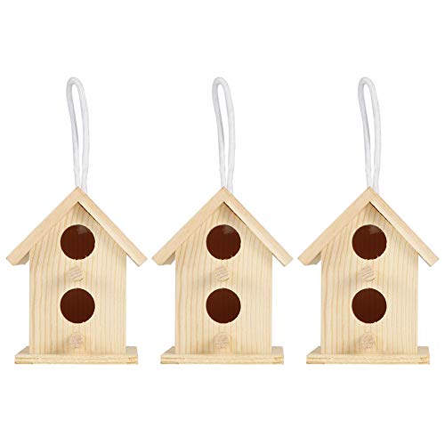 Meiyya Unfinished Birdhouse to Paint for Birdwatching with Perch, MoistureResistant Bird Nests, 3Pcs Birds Supplies Wooden Bird House for Swallows - WoodArtSupply